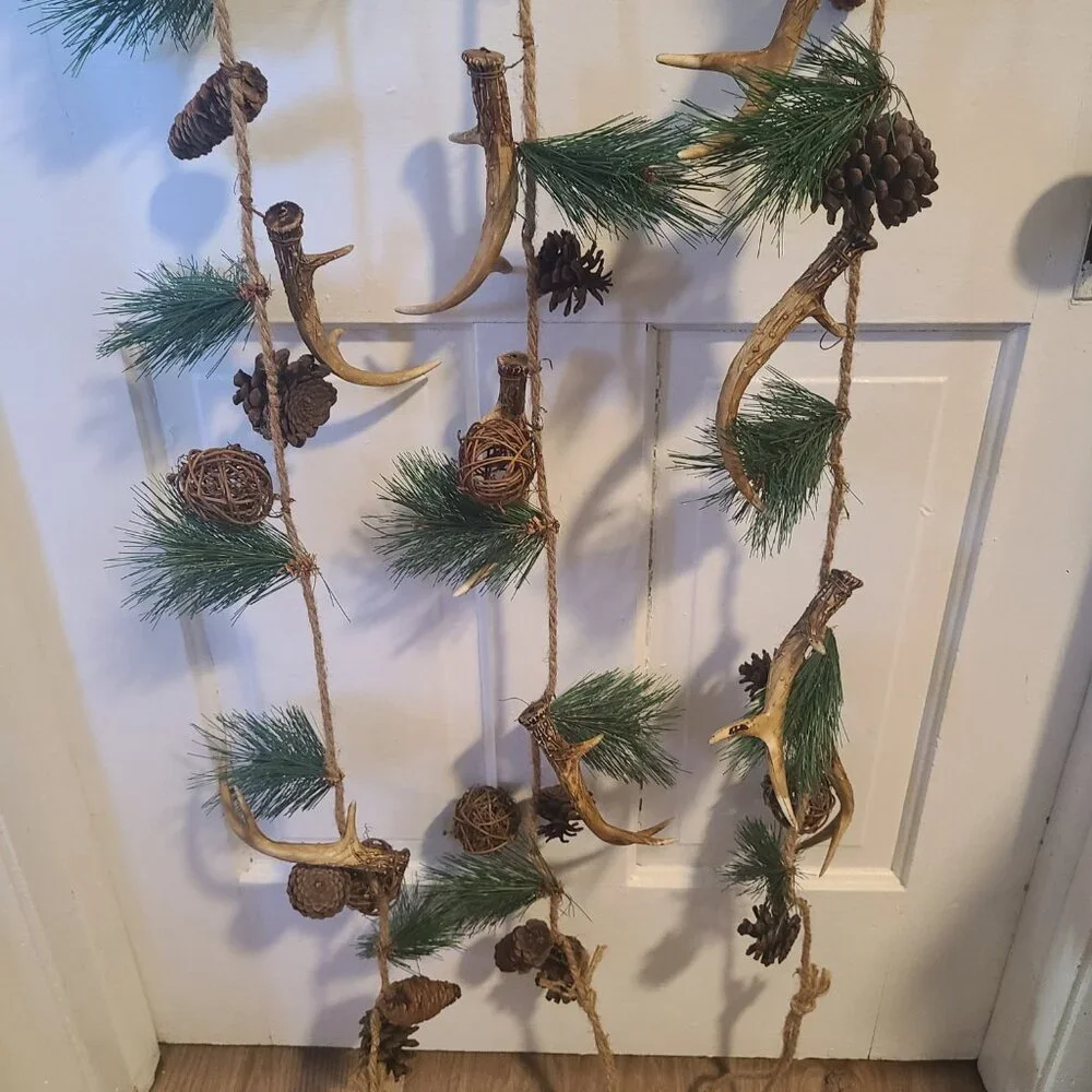 Deer Antler Pine Comb Tree Garland 3 PCS Artificial Pine 75